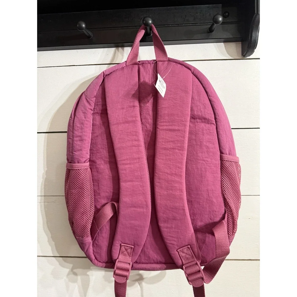 Victoria's Secret PINK Backpack Quilted Puffer ‎ Solid Hot Pink Rose NWT Laptop